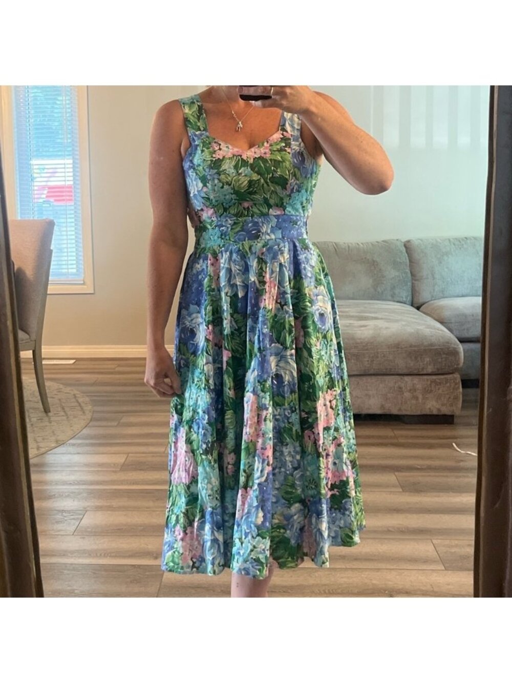 Vintage Carol Anderson floral tie back dress pockets 8 - Picture 5 of 8